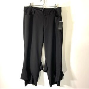 Eloquii Ruffle Hem Black Cropped Trousers